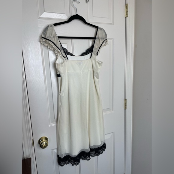 Vintage empire waist sheer cap sleeve cream & black lace Victorian Y2K dress | L - Picture 10 of 16